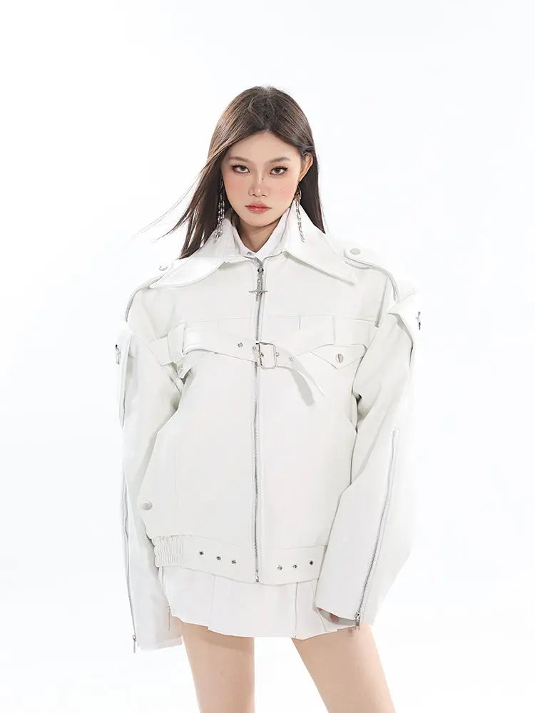 【23s August.】Minimalist Metallic Leather Jacket ArtsKoreanMan