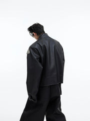 【23s September.】Metallic Logo 3D Deconstructed Leather Jacket ArtsKoreanMan