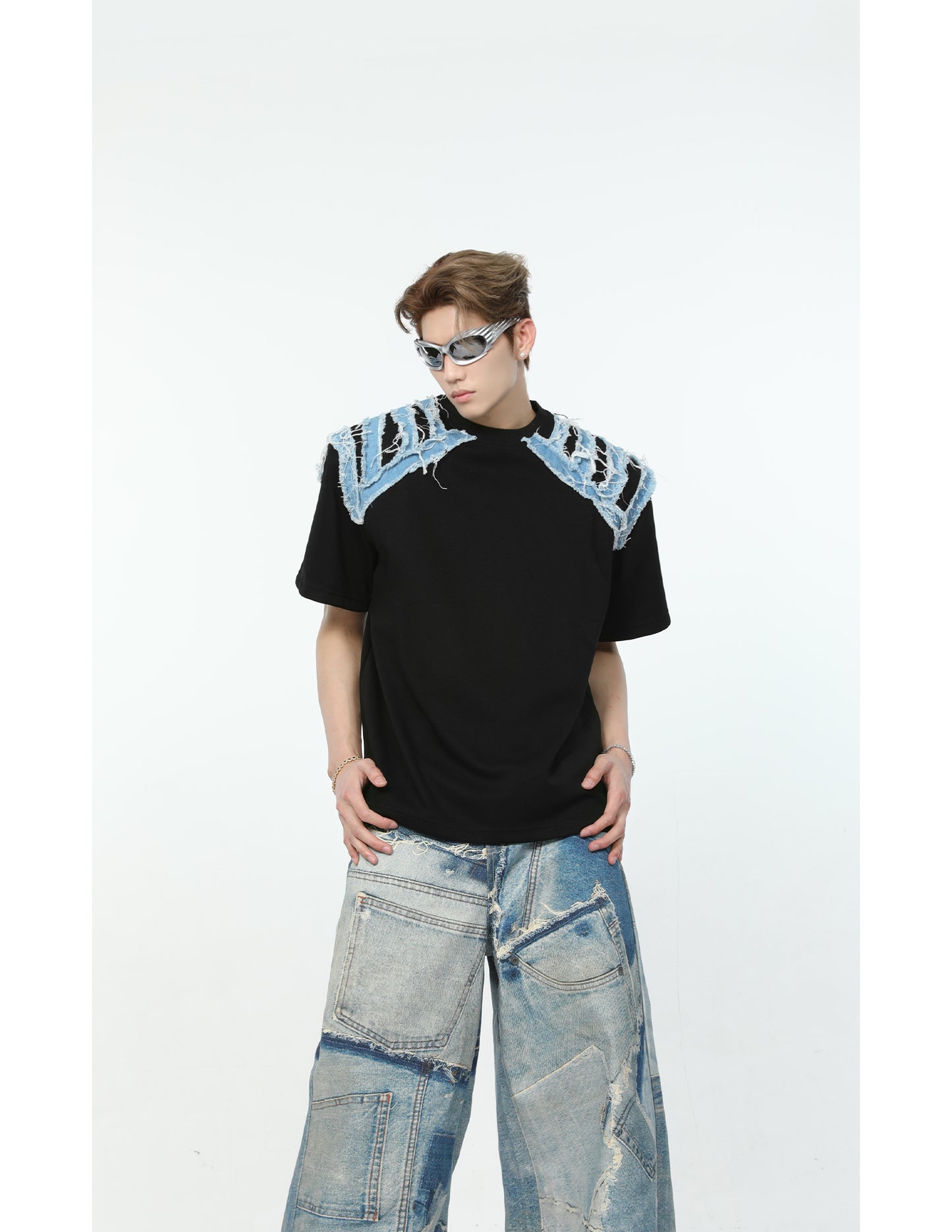 【24s May.】High Street Contrast Color Splicing Simple T-Shirt ArtsKoreanMan