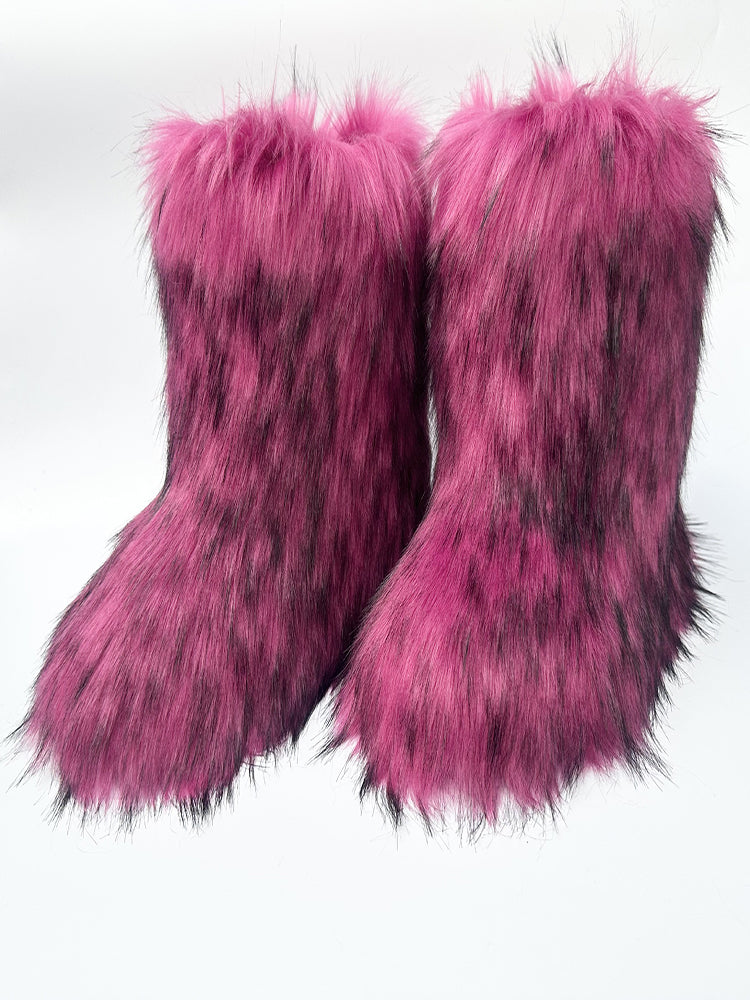 【24s Feb.】Furry Plush Mid-Tube Snow Boots