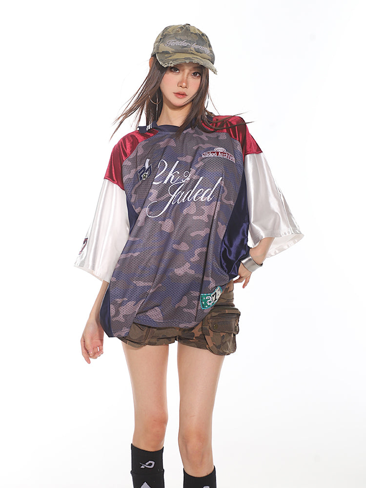 【24s July.】Retro Mesh Patchwork Jersey T-shirt ArtsKoreanMan