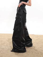 【24s January.】Coated Multi-pocket Wide-leg Street Cargo Pants ArtsKoreanMan