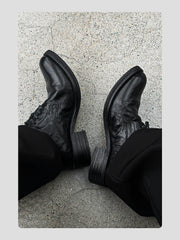 Wrinkled Top-grain Cowhide Pointed-toe Leather Shoes