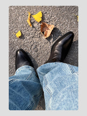 Pointed-toe Cowhide Upturned Toe Wizard Chelsea Boots