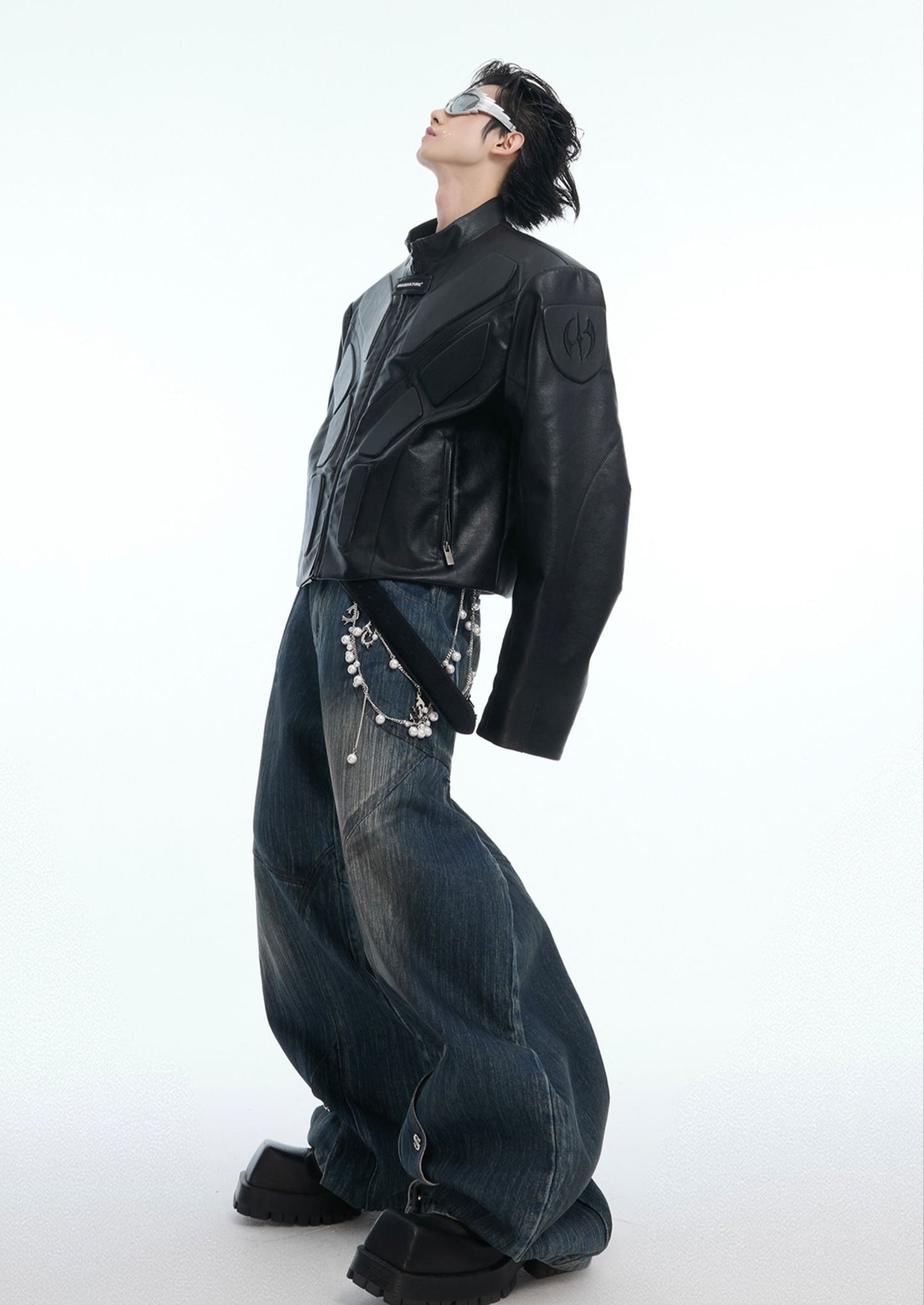 【25s Aug.】3D Relief Motorcycle Armor Leather Jacket