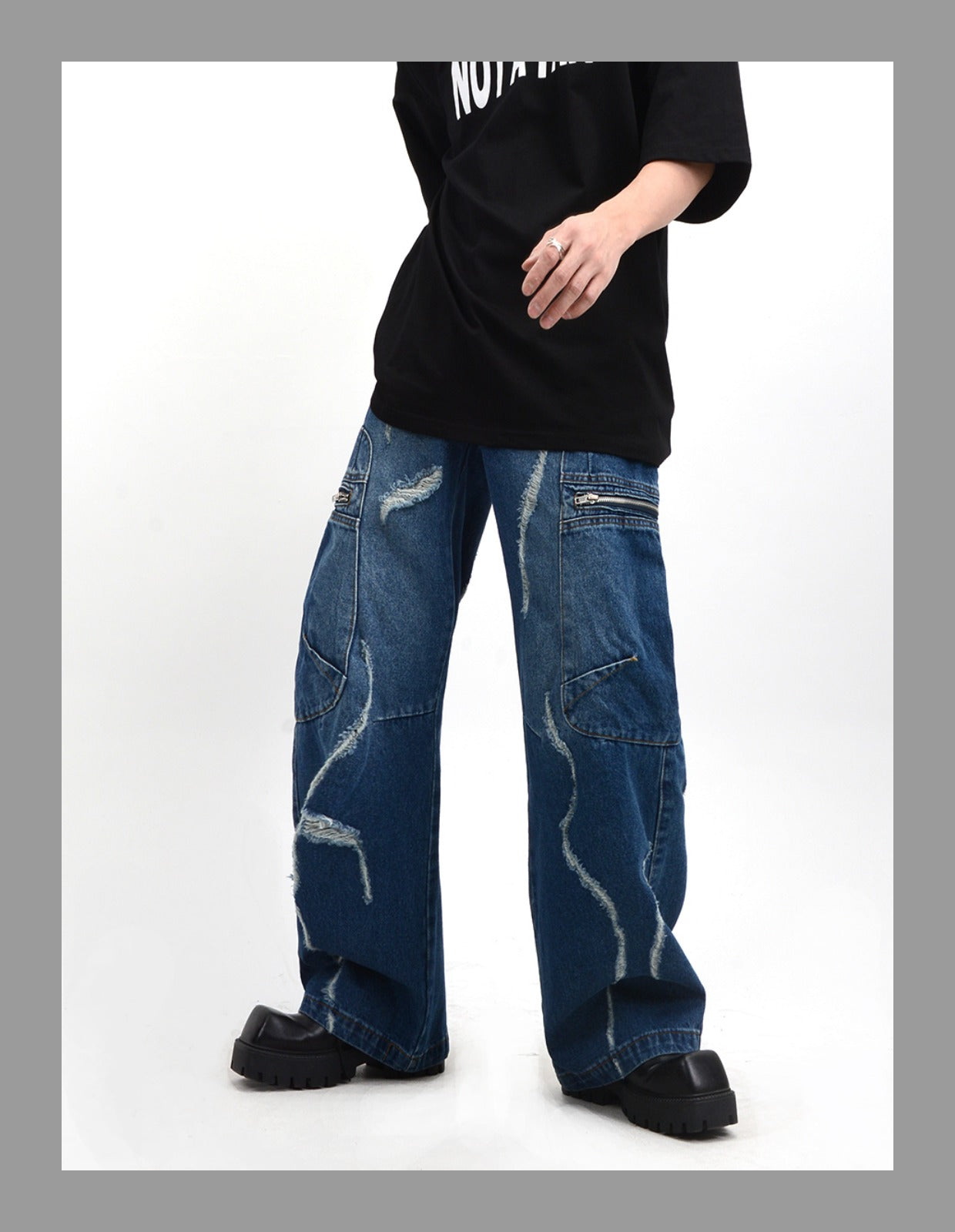 【25s Feb.】Distressed Wide-leg Straight-leg Loose Jeans