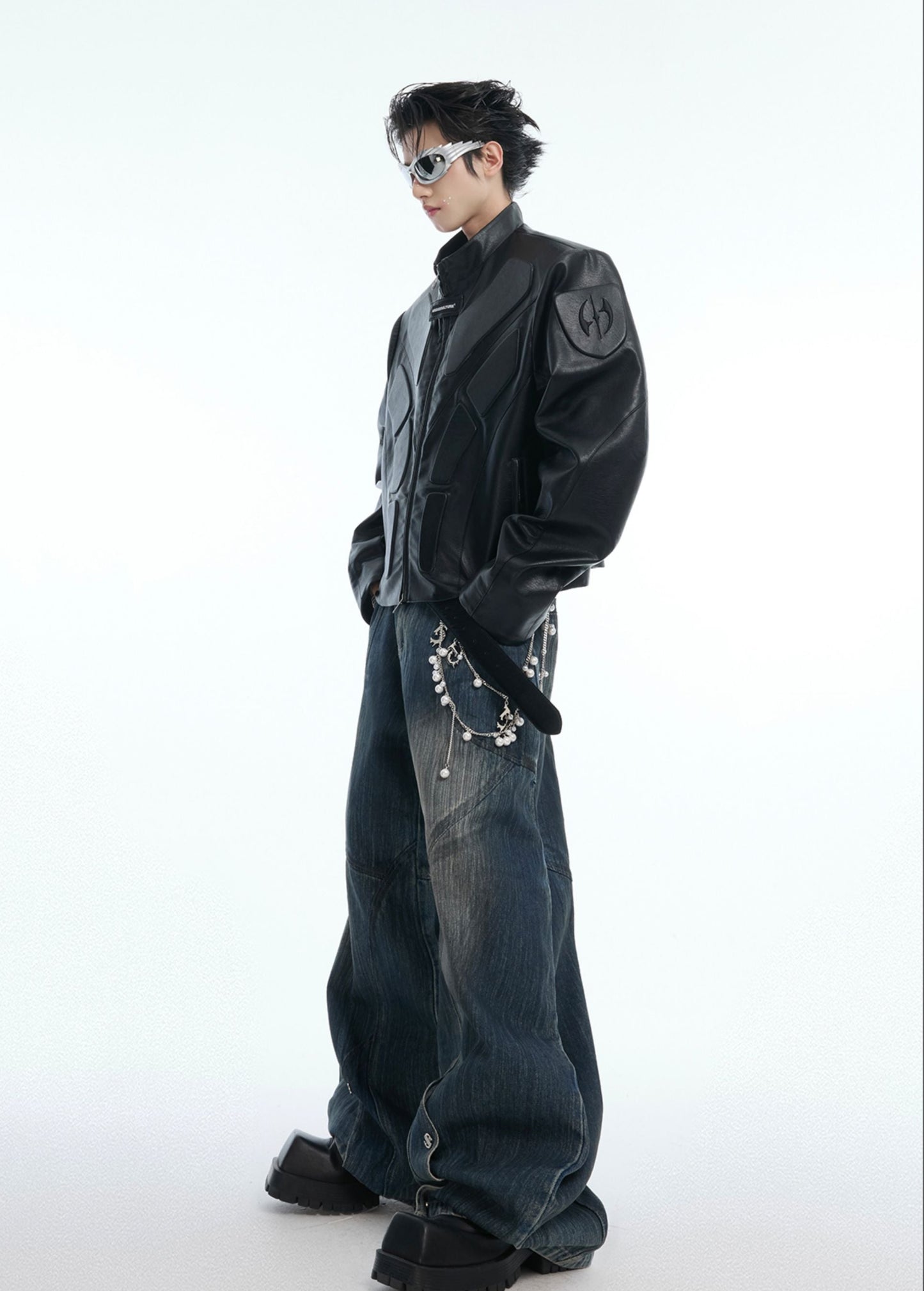 【25s Aug.】3D Relief Motorcycle Armor Leather Jacket