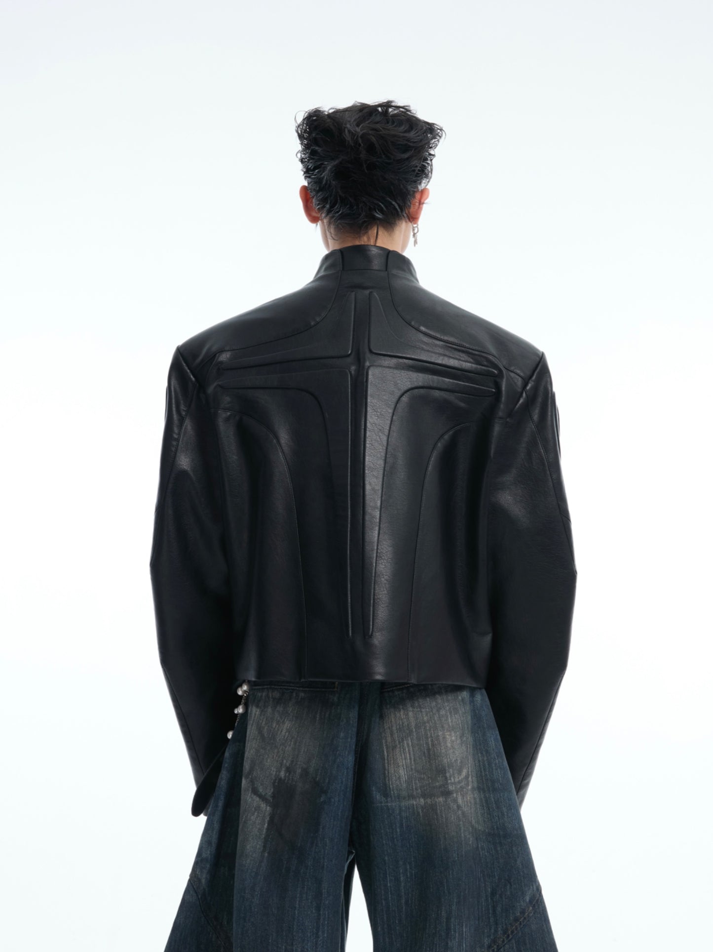 【25s Aug.】3D Relief Motorcycle Armor Leather Jacket