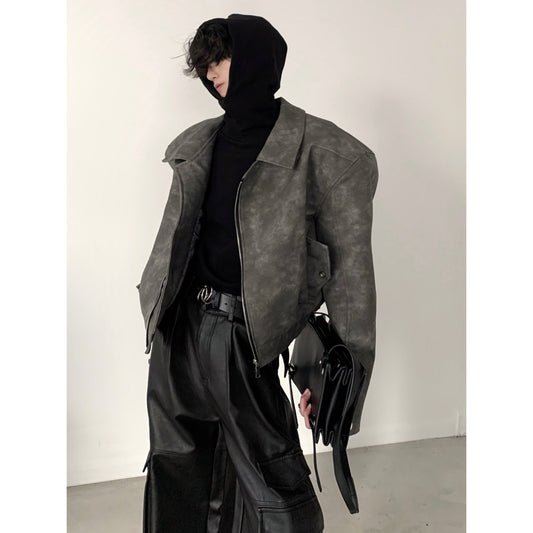 【23s November.】Tie-dye American Vintage Leather Jacket ArtsKoreanMan