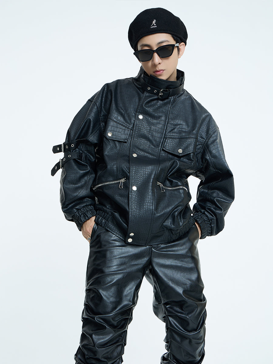 【23s September.】Loose Casual Retro PU Leather Jacket+ Leather Pants-M/L ArtsKoreanMan
