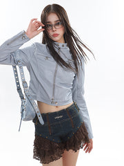 【23s December.】Slim Fit Crocodile Leather Metallic Logo Jacket ArtsKoreanMan