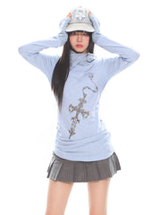 【25s Mar.】Vintage Rhinestone Fitted Long Sleeve Top