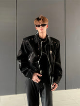 【24s Nov.】Liquid-feel Stand-up Collar Loose-fitting Padded Shoulder Jacket ArtsKoreanMan