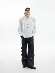 【24s Oct.】Liquid Texture Shiny Shoulder Pad Elegant Shirt ArtsKoreanMan