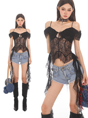 【24s June.】Hot Girl Lace Suspender Slim Top ArtsKoreanMan
