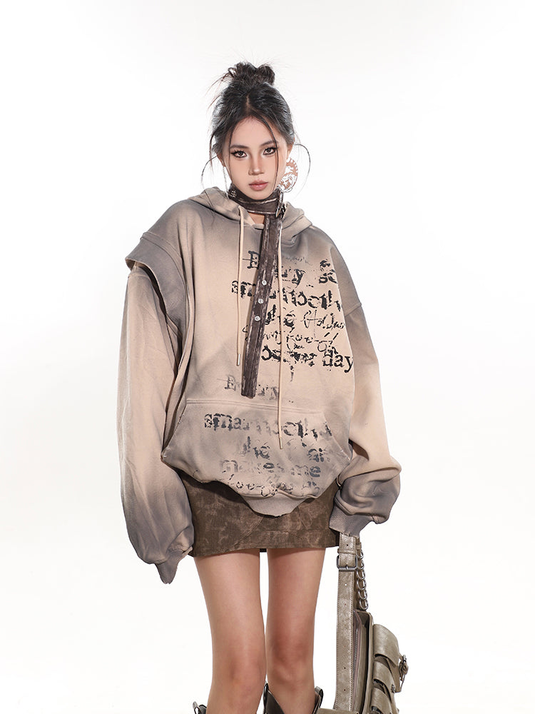 【24s February.】Distressed Silhouette Fake Two-piece Sweatshirt ArtsKoreanMan