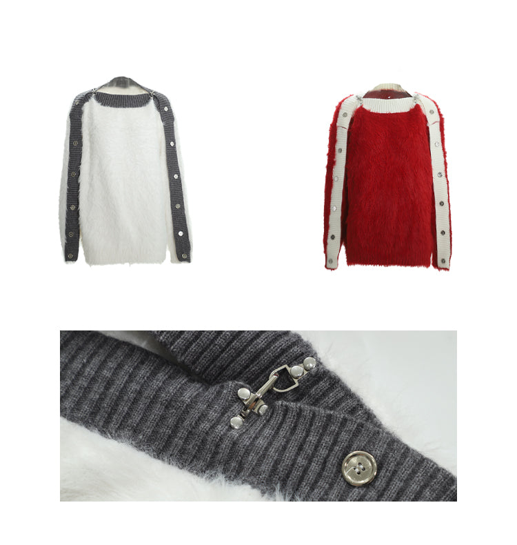 【23s November.】One-shoulder Metal Button Sweater ArtsKoreanMan