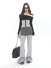 【25s Jan.】Niche Striped Cuffed Waist Loose Wide-leg Casual Pants