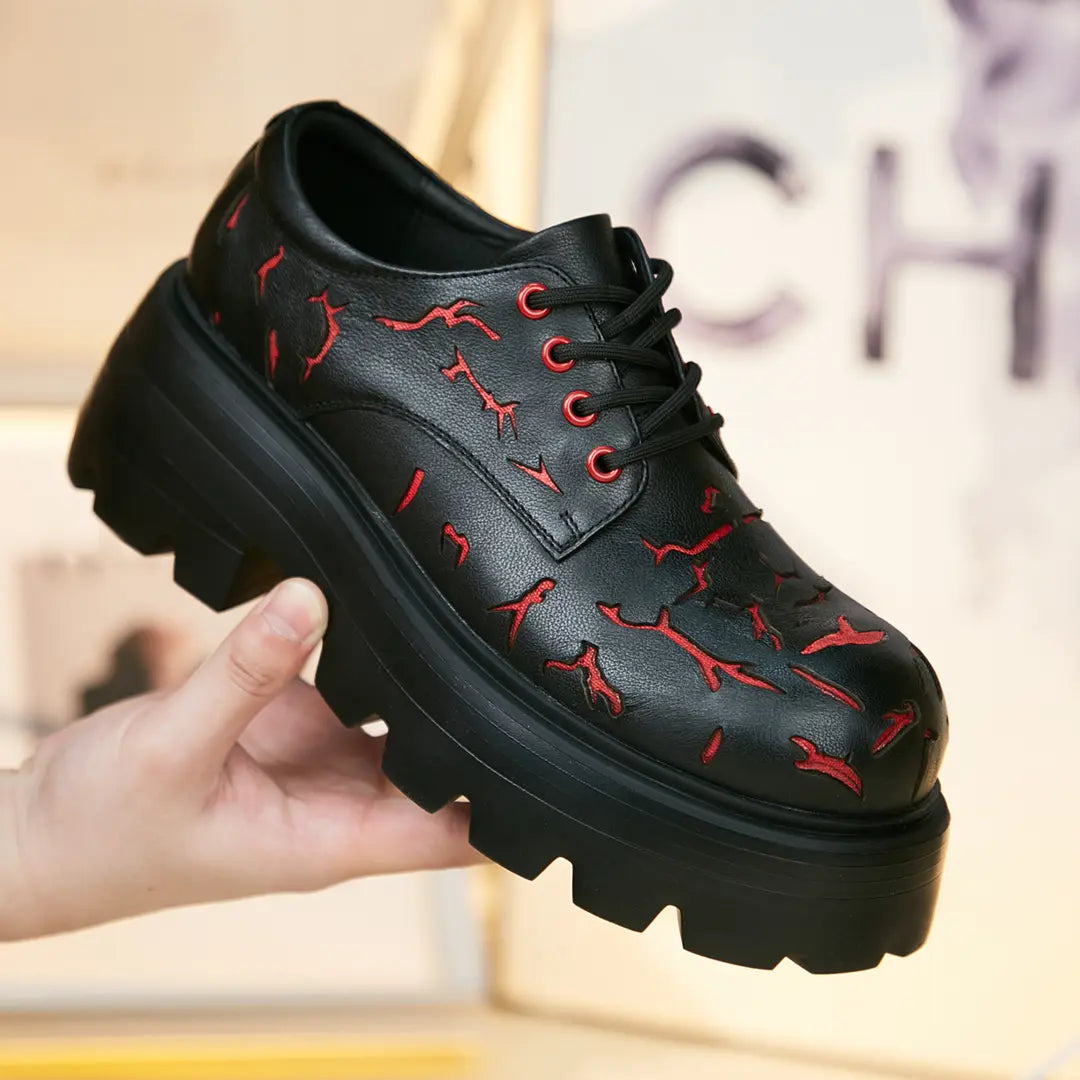 Burst Crack Platform Leather Shoes ArtsKoreanMan