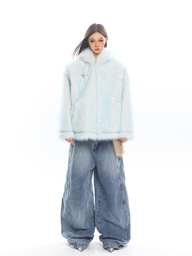 【25s Jan.】Light Blue Long-eared Rabbit Eco-friendly Fur Coat
