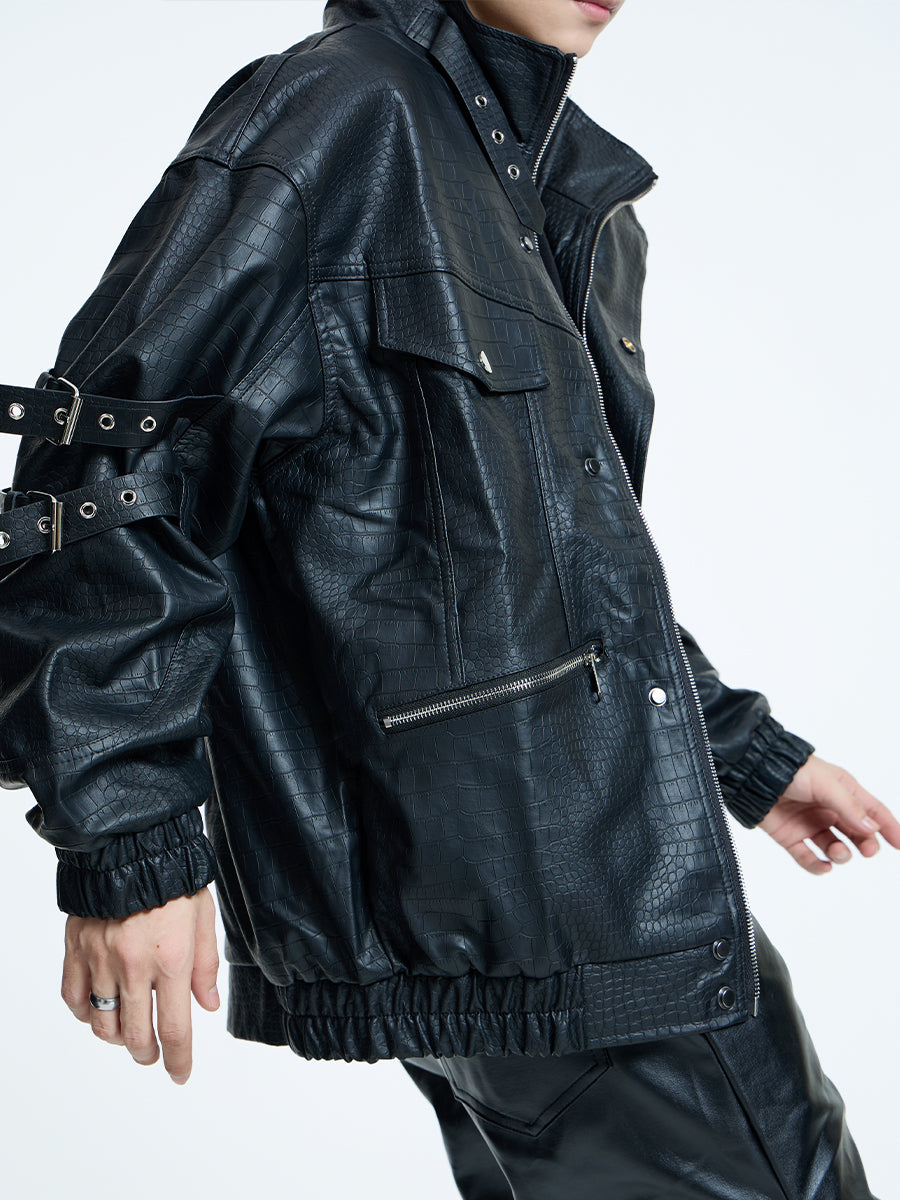 【23s September.】Loose Casual Retro PU Leather Jacket+ Leather Pants-M/L ArtsKoreanMan