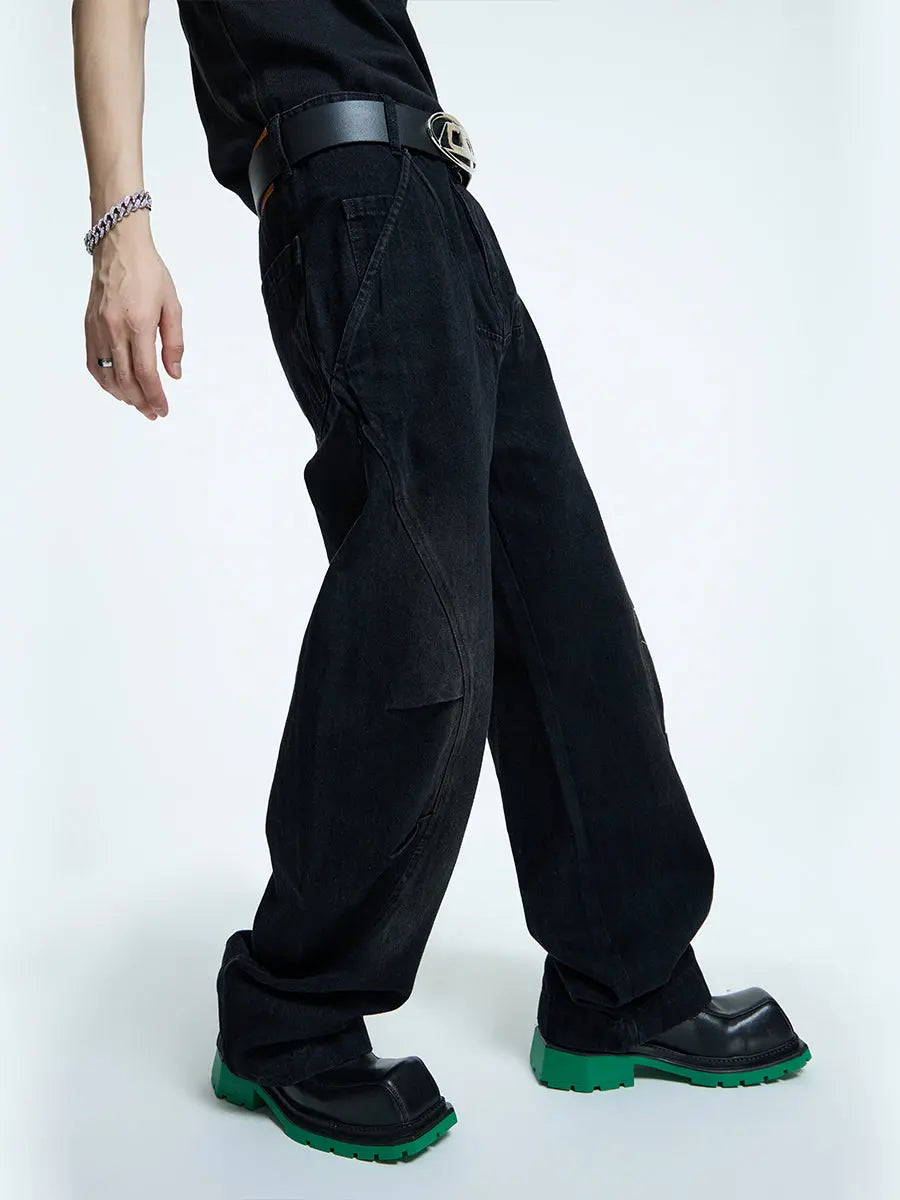【23s September.】Curved Irregular Wide Leg Jeans ArtsKoreanMan