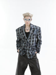 【24s Nov.】High Street Tie-Dye Plaid Loose Suit ArtsKoreanMan