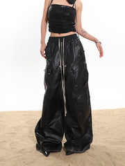 【24s January.】Coated Multi-pocket Wide-leg Street Cargo Pants ArtsKoreanMan