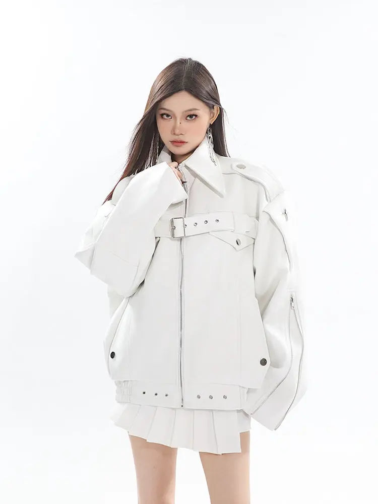 【23s August.】Minimalist Metallic Leather Jacket ArtsKoreanMan