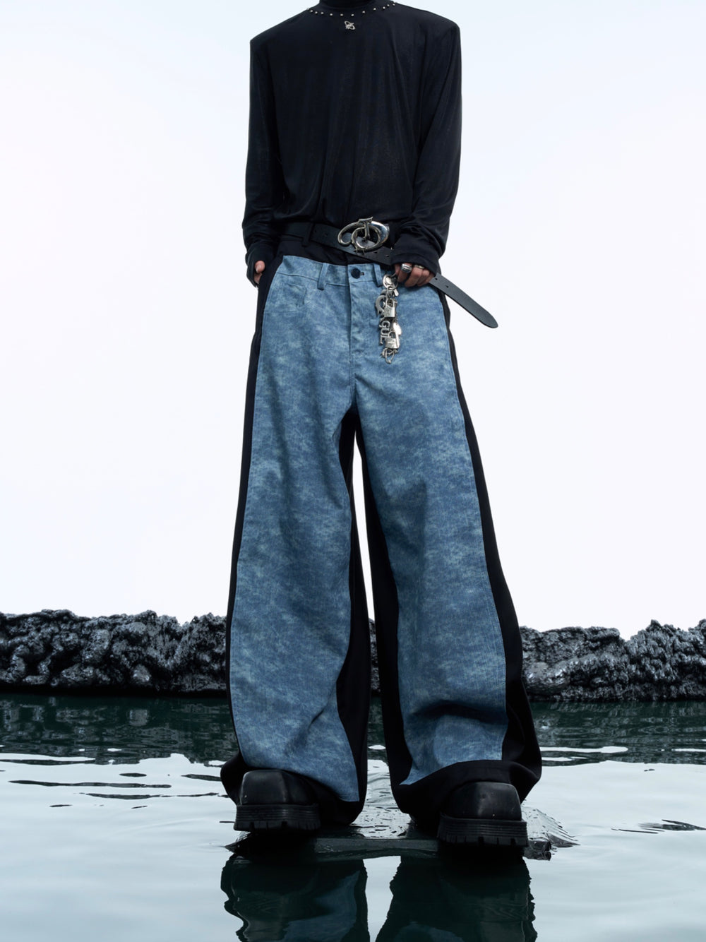 【24s Nov.】Color-Block High-Waisted Denim Pants ArtsKoreanMan