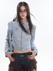 【23s December.】Slim Fit Crocodile Leather Metallic Logo Jacket ArtsKoreanMan