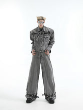 【24s Aug.】Heavy Distressed Belt-decorated Denim Suit ArtsKoreanMan