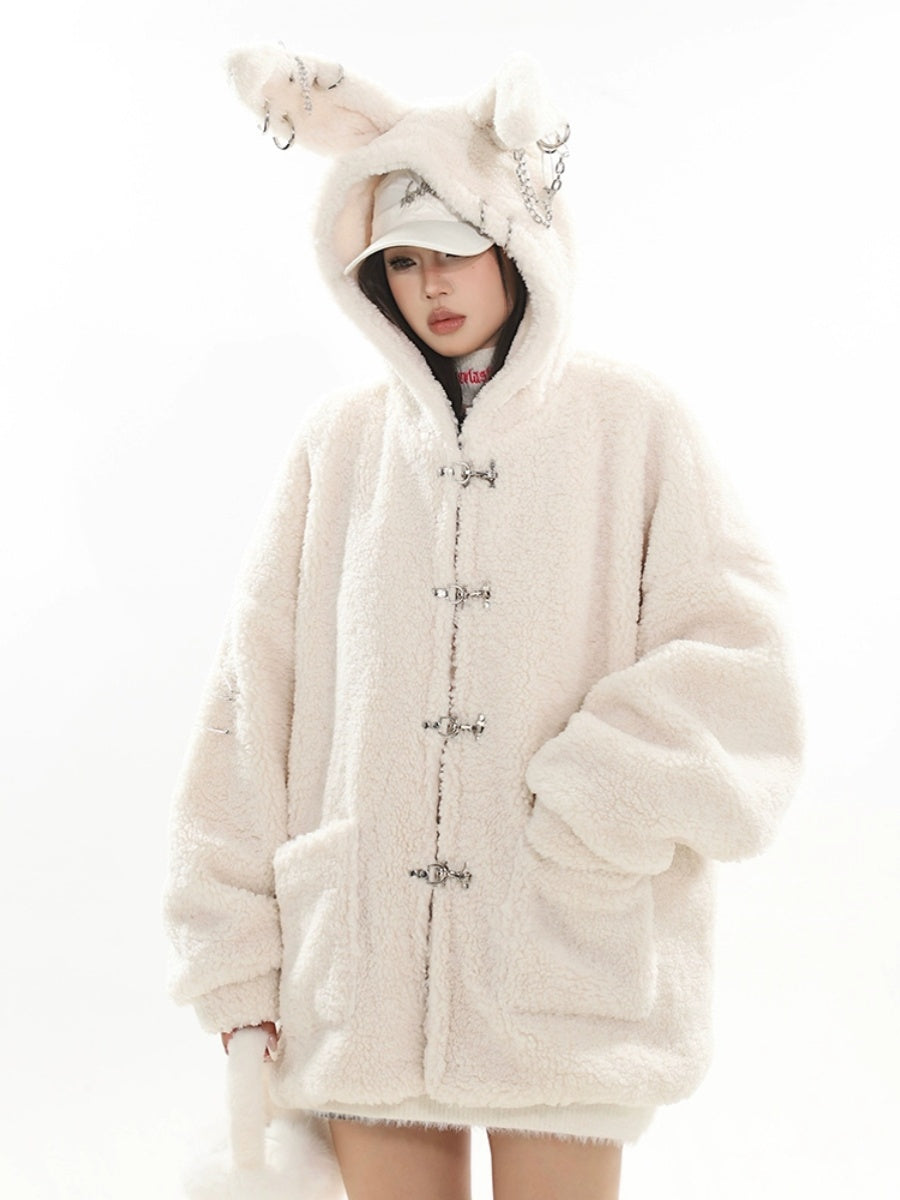 【23s December.】Cute Bunny Ears Hooded Sherpa Jacket ArtsKoreanMan
