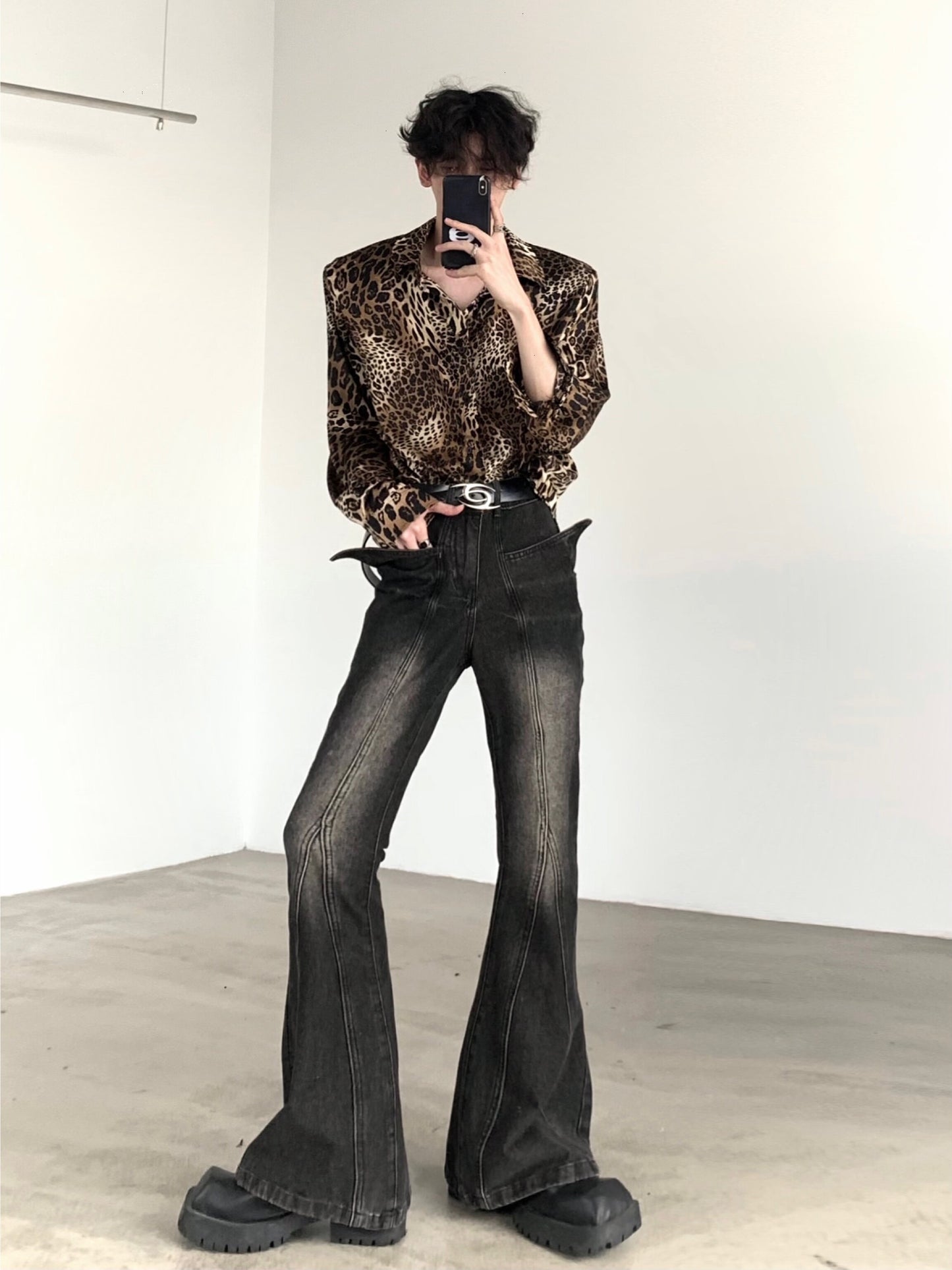 【24s Nov.】American Retro Shoulder Pad Leopard Print Shirt ArtsKoreanMan