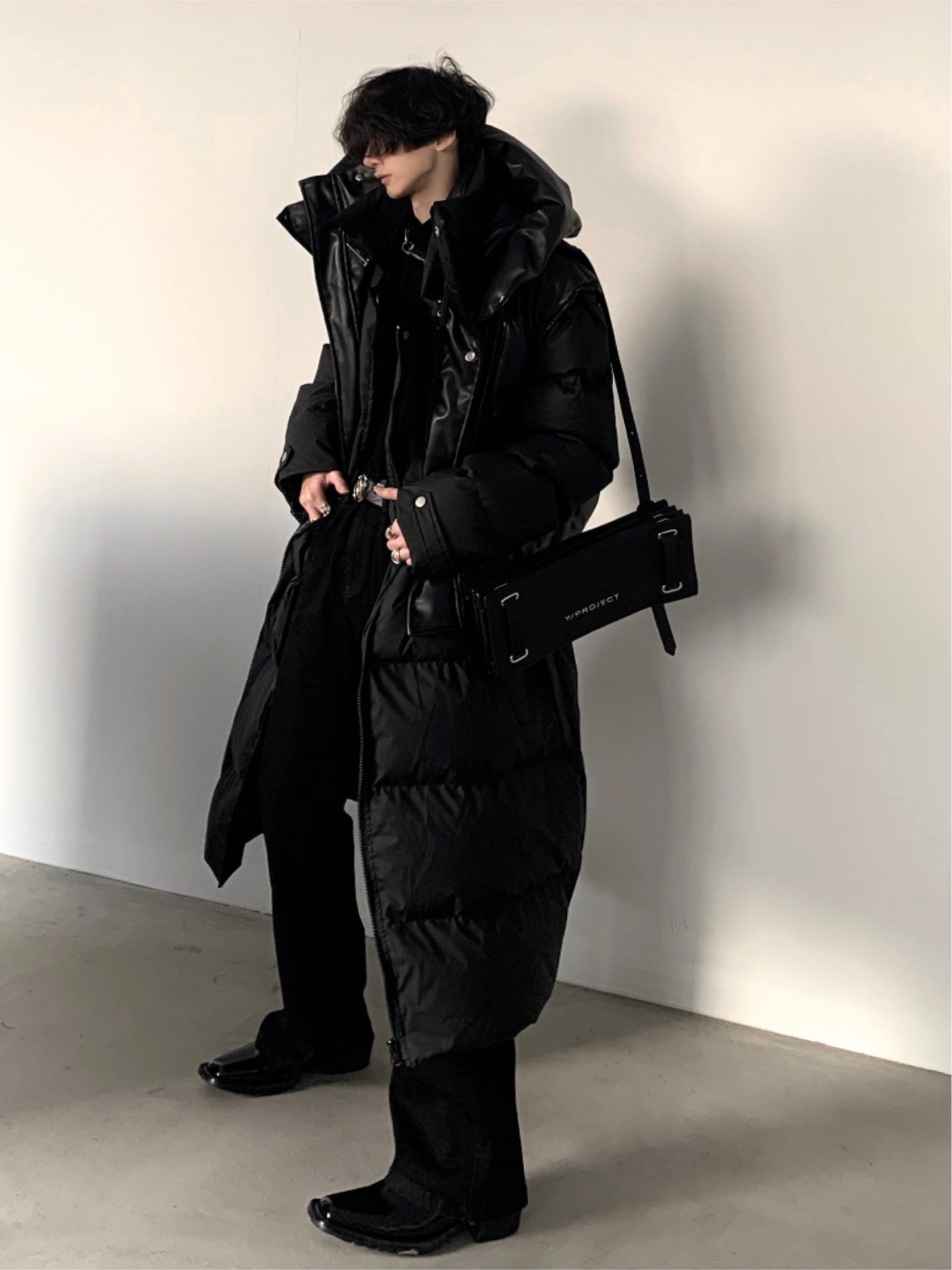 【23s December.】Hooded Leather Vest Two-piece Long Down Jacket ArtsKoreanMan