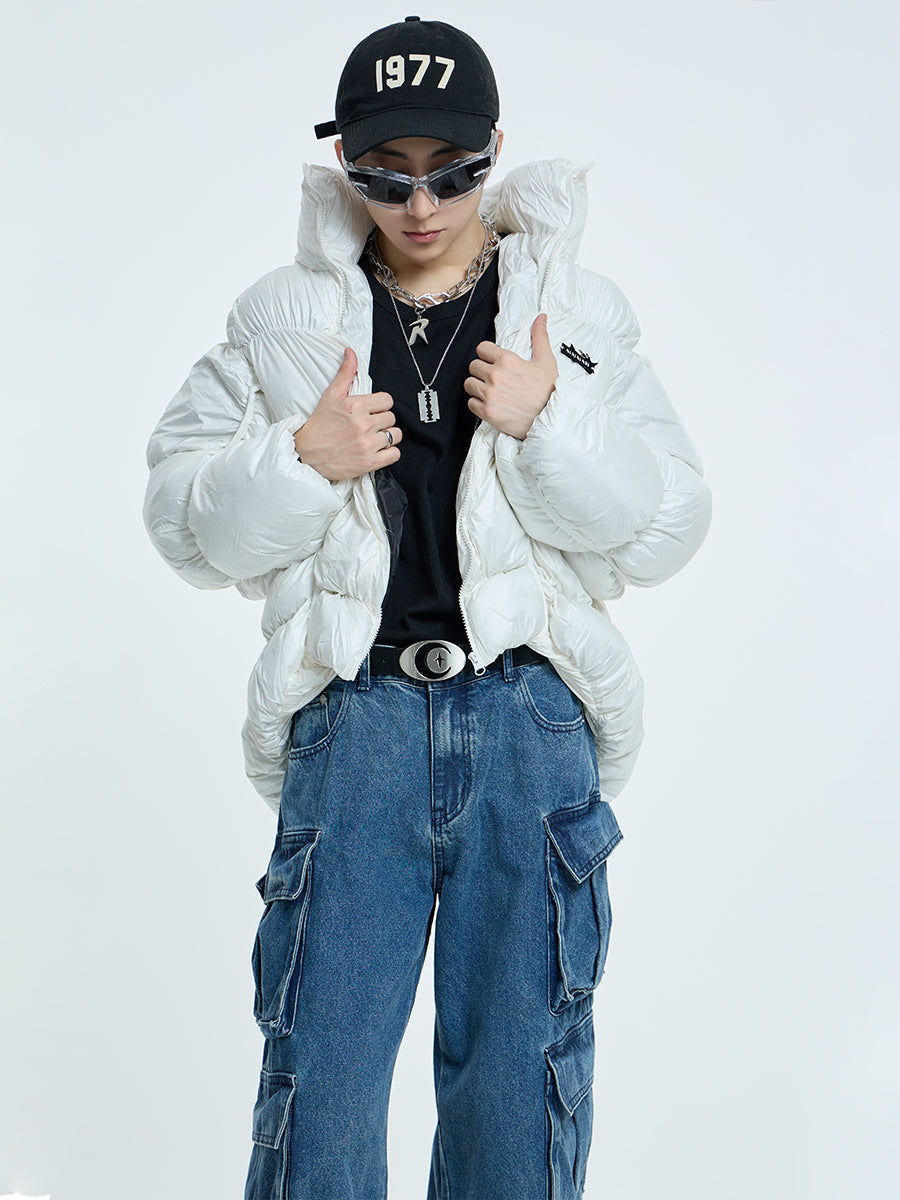 【23s September.】Irregular Pleat Stand Collar Cotton Jacket -L ArtsKoreanMan