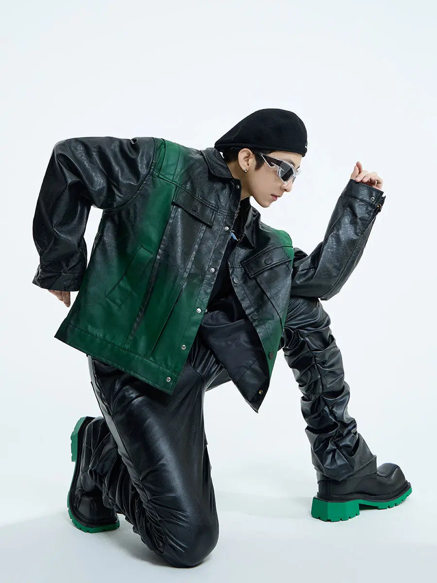【23s September.】Dyed PU Punk Jacket+ Leather Pants ArtsKoreanMan