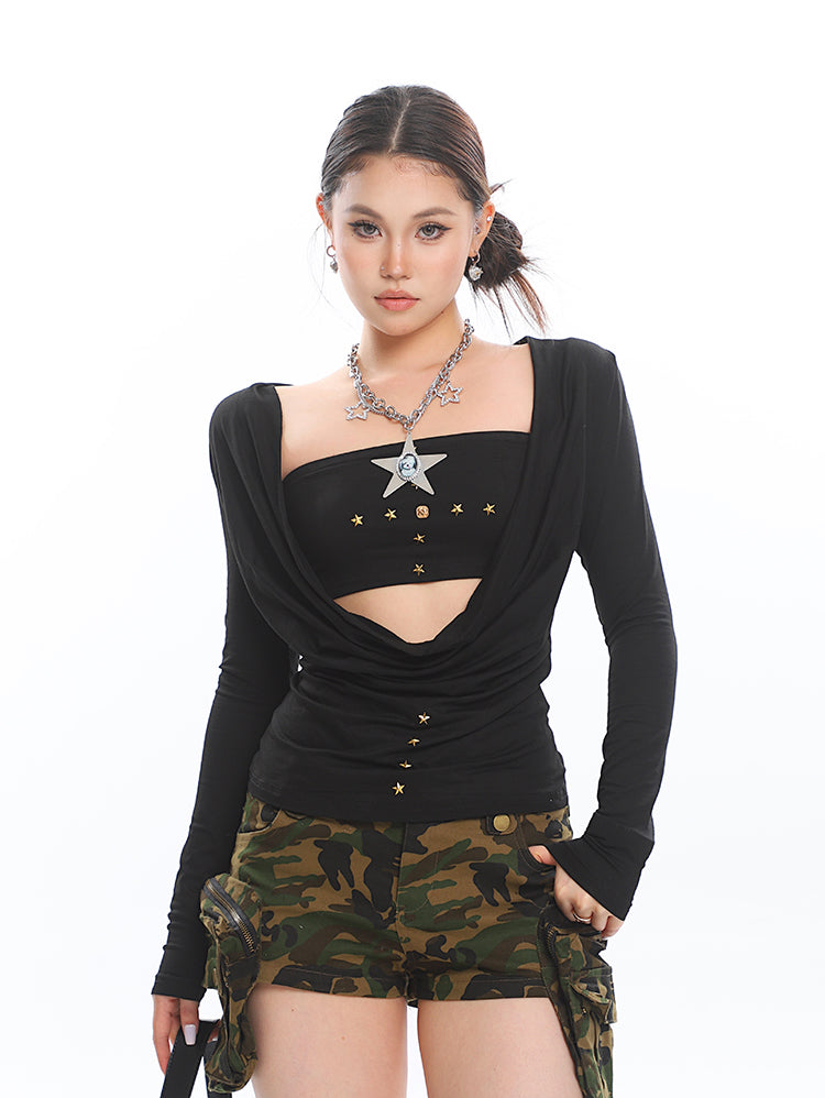 【24s Jan.】Hot Girl Star Rivet Tube Top Two-piece Set