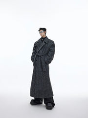 【23s November.】Double Layer Thickened Strappy Woolen Coat ArtsKoreanMan