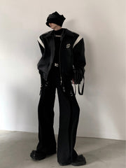【23s November.】Black Patchwork Design Baseball Uniform ArtsKoreanMan