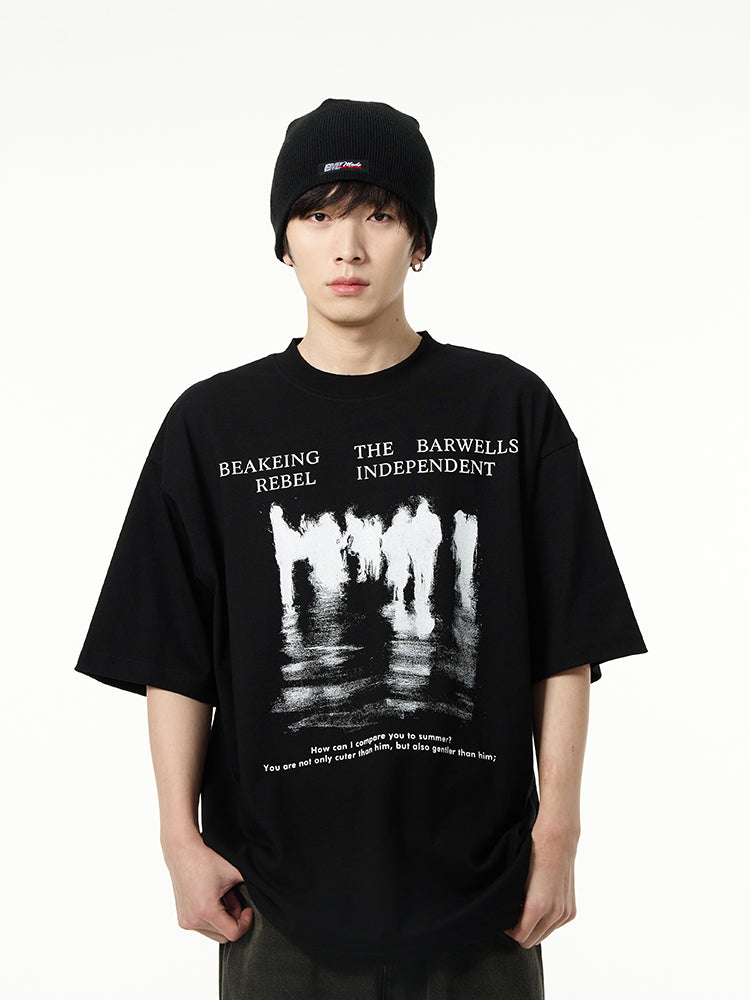 【24s April.】American High Street Retro Reflection T-shirt ArtsKoreanMan
