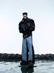 【24s Nov.】Color-Block High-Waisted Denim Pants ArtsKoreanMan