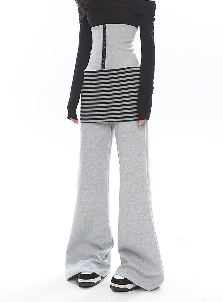 【25s Jan.】Niche Striped Cuffed Waist Loose Wide-leg Casual Pants