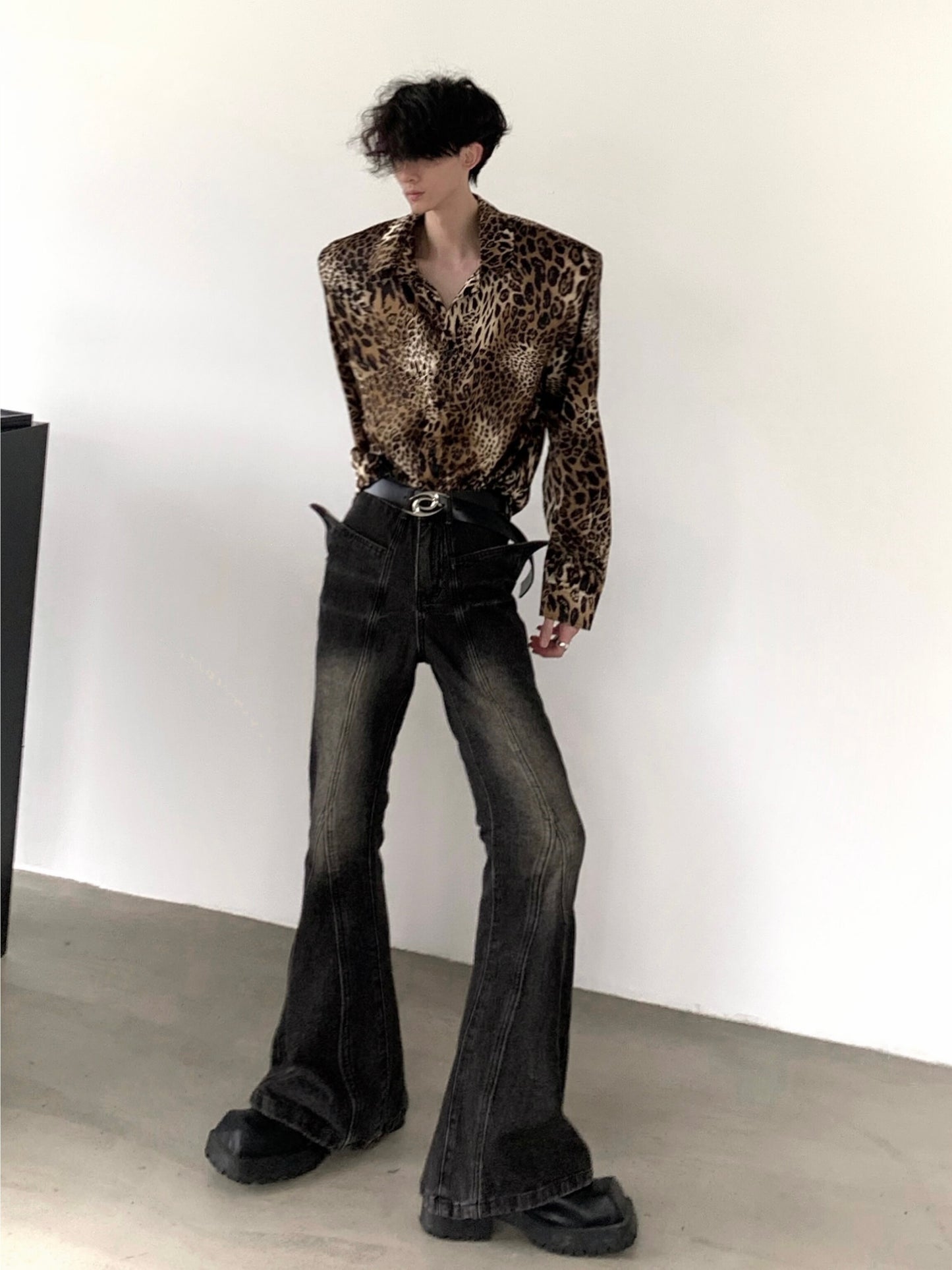 【24s Nov.】American Retro Shoulder Pad Leopard Print Shirt ArtsKoreanMan