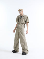 【24s Sep.】Deconstructed Split Zipper Short-sleeved Shirt + Casual Pants ArtsKoreanMan