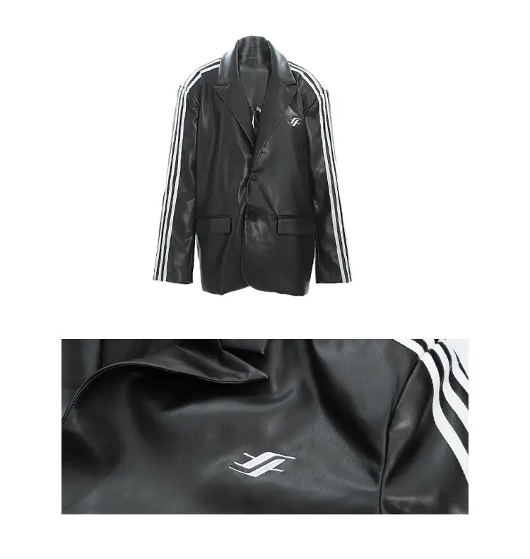 【23s August.】Oversized Black Leather Blazer ArtsKoreanMan
