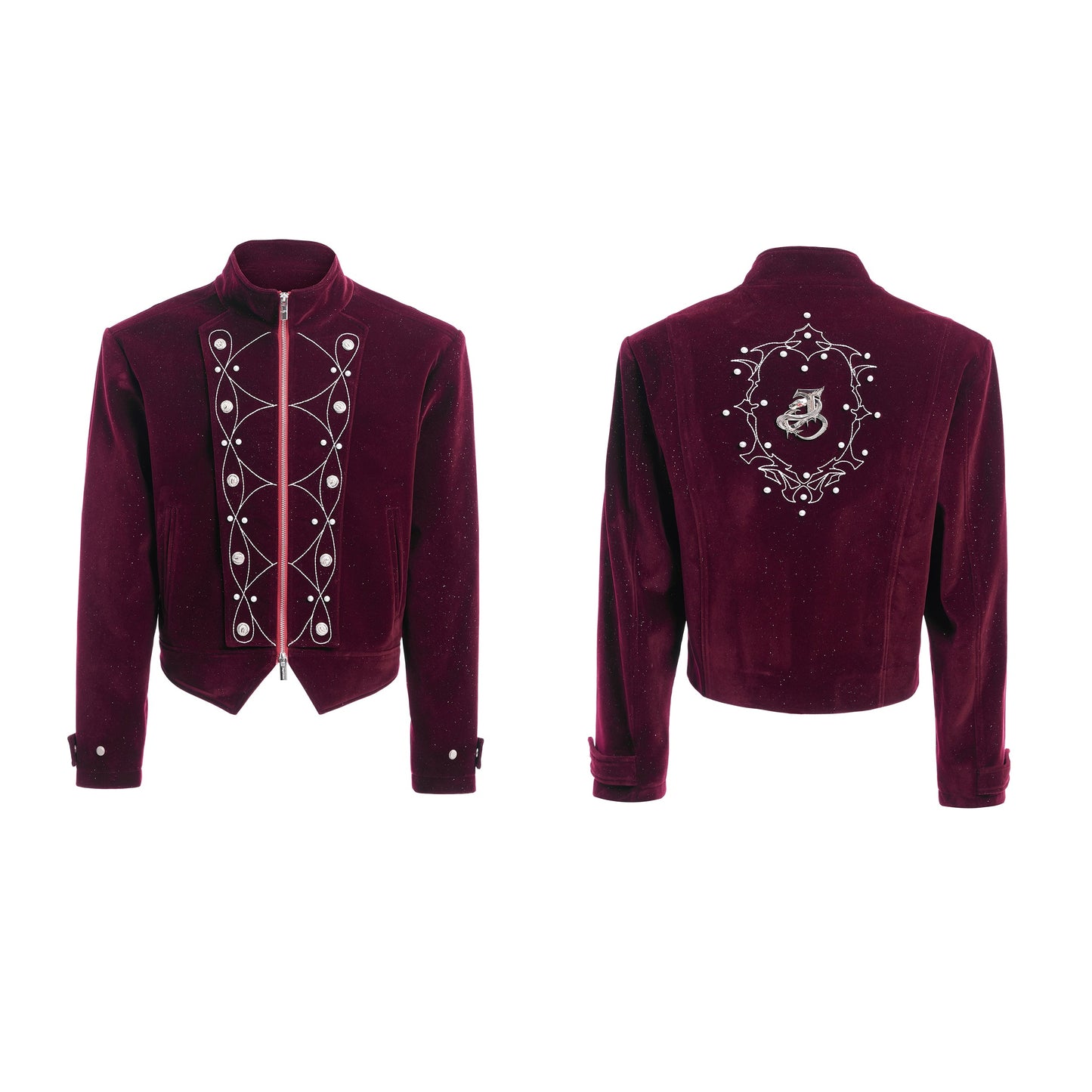 【25s Apr.】Glittery Metal Buttons Stand Collar Jacket