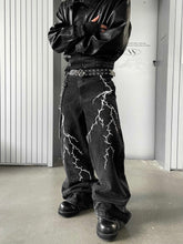 【24s Nov.】Niche Design Embroidered Lightning Loose Jeans ArtsKoreanMan