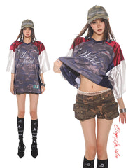 【24s July.】Retro Mesh Patchwork Jersey T-shirt ArtsKoreanMan