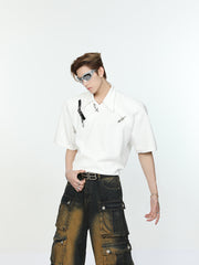 【24s May.】Metal Belt Design Lapel T-shirt ArtsKoreanMan